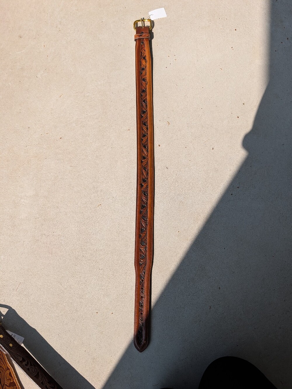 Vintage Larry Mahan Floral Tooled Leather Western Belt Rodeo Westernwear Vtg